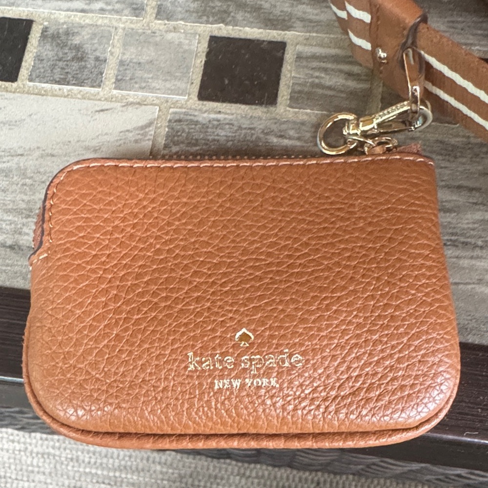 kate spade Tan Pebbled Leather Crossbody with Striped Strap - Picture 4 of 4